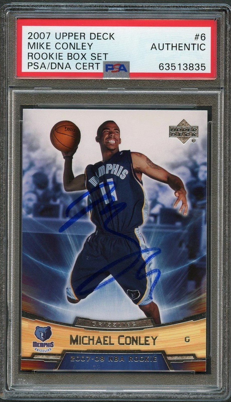 2007-08 Upper Deck Box Set #6 Mike Conley signed Auto Card PSA/DNA Slabbed RC Gr