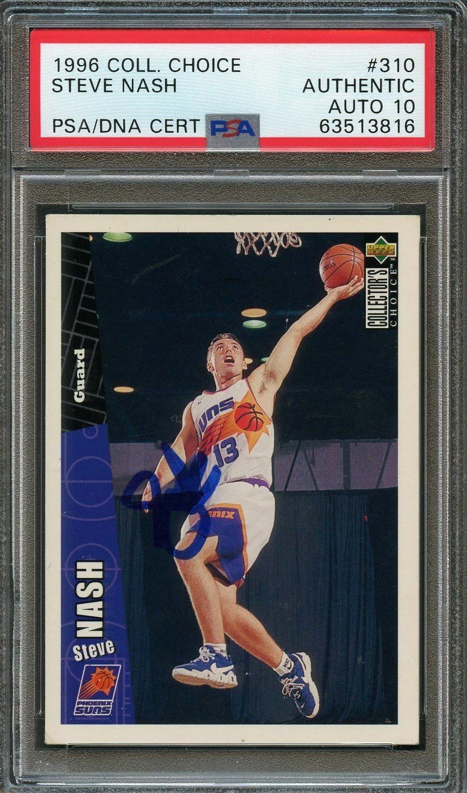 1996 Upper Deck Collectors Choice #310 Steve Nash Signed Card Auto Grade 10 PSA