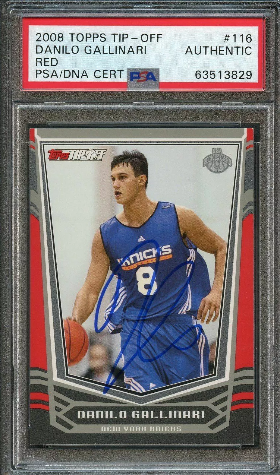 2008-09 Topps Tip-Off #116 Danilo Gallinari Signed Card AUTO PSA Slabbed Knicks