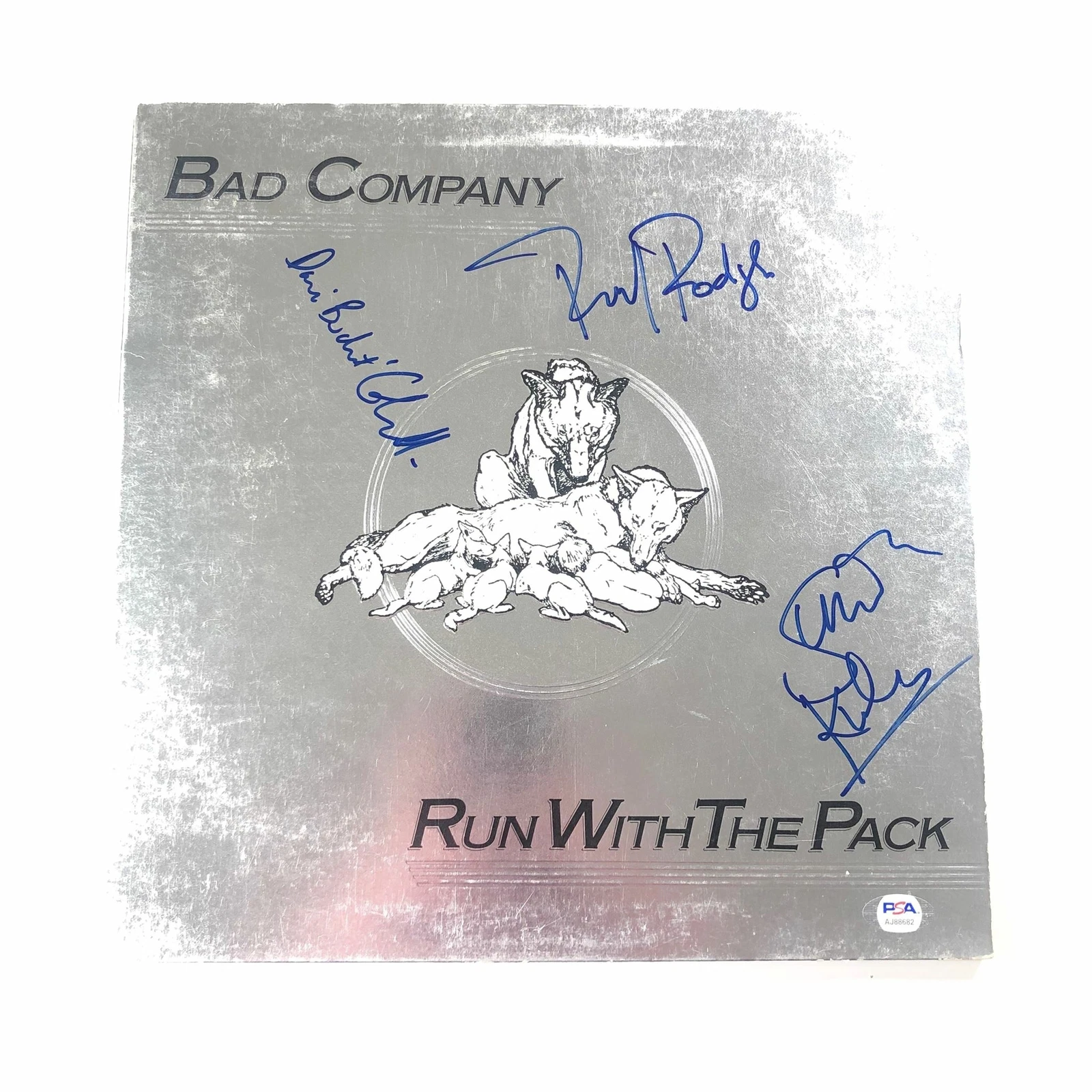 Paul Rodgers, Simon Kirke, & Dave Colwell signed Run With The Pack LP Vinyl PSA/