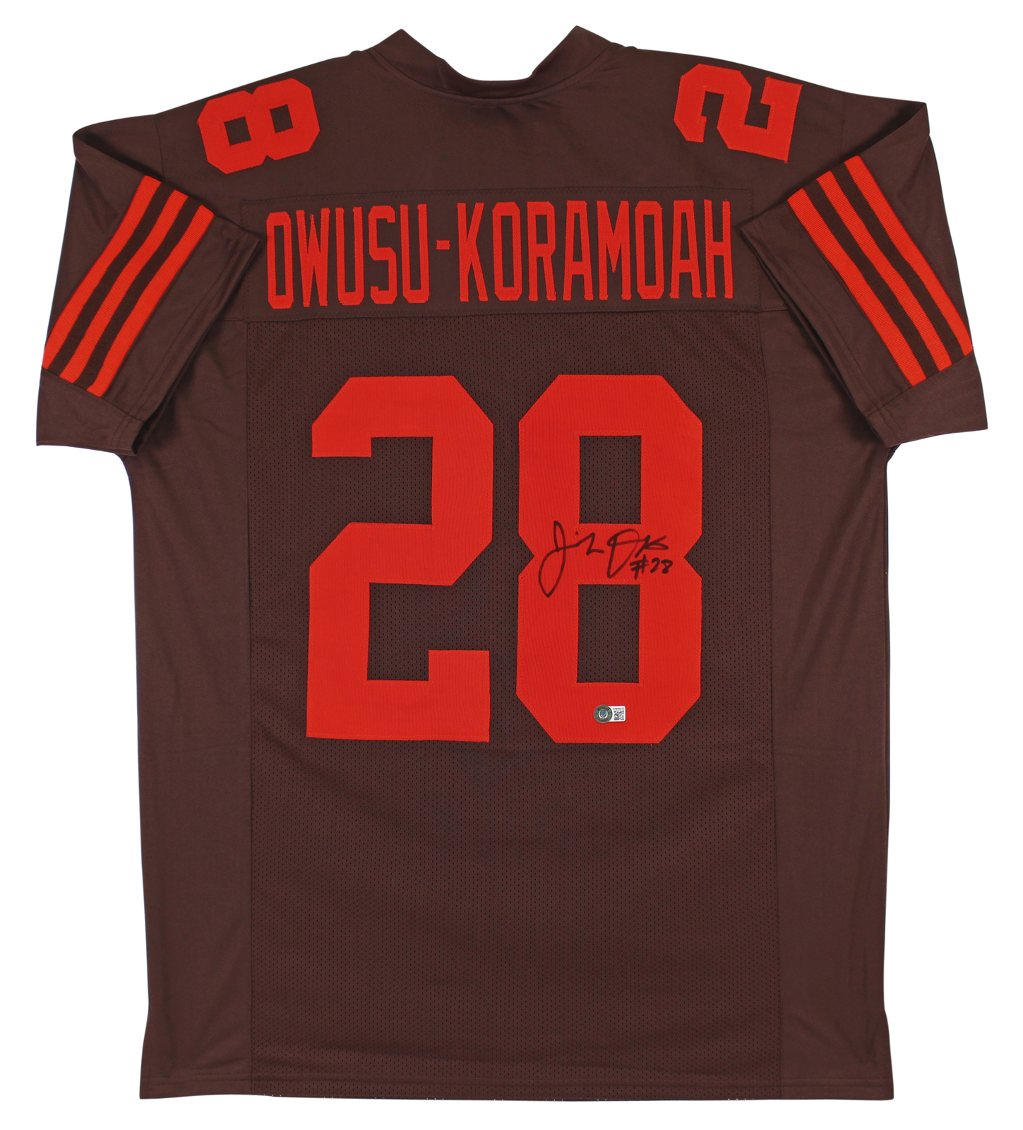 Jeremiah Owusu-Koramoah Authentic Signed Brown Pro Style Jersey BAS Witnessed