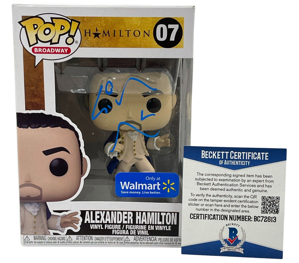 LIN MANUEL MIRANDA SIGNED HAMILTON FUNKO WALMART EXCLUSIVE BROADWAY BAS COA E