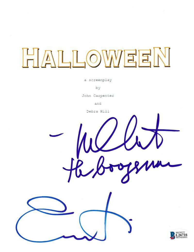 JAMIE LEE CURTIS NICK CASTLE SIGNED HALLOWEEN SCRIPT AUTOGRAPH BECKETT COA B