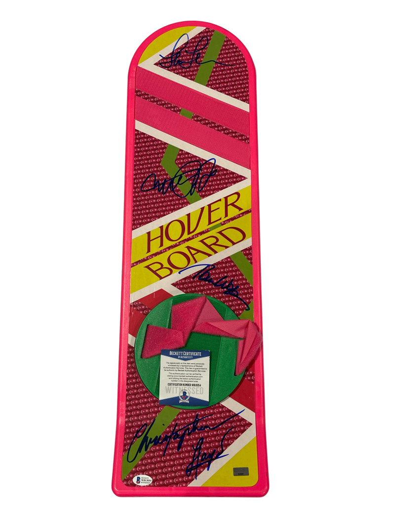 MICHAEL J FOX CAST SIGNED BACK TO THE FUTURE HOVERBOARD AUTOGRAPH BECKETT COA 6