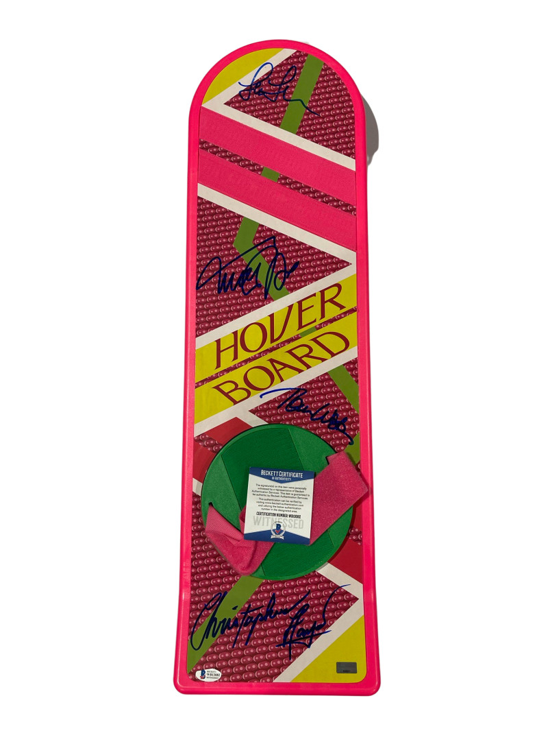 MICHAEL J FOX CAST SIGNED BACK TO THE FUTURE HOVERBOARD AUTOGRAPH BECKETT COA 19