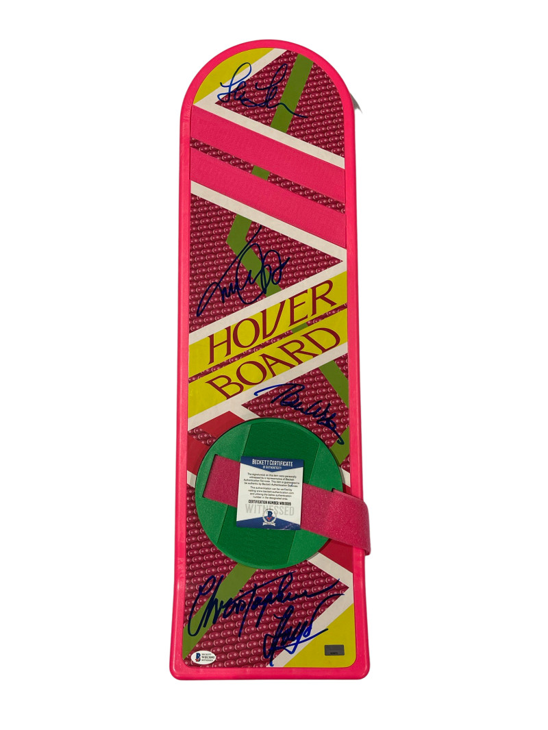 MICHAEL J FOX CAST SIGNED BACK TO THE FUTURE HOVERBOARD AUTOGRAPH BECKETT COA 22