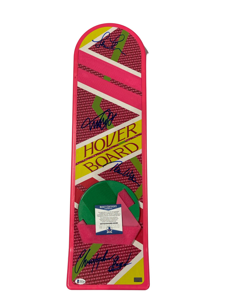 MICHAEL J FOX CAST SIGNED BACK TO THE FUTURE HOVERBOARD AUTOGRAPH BECKETT COA 26