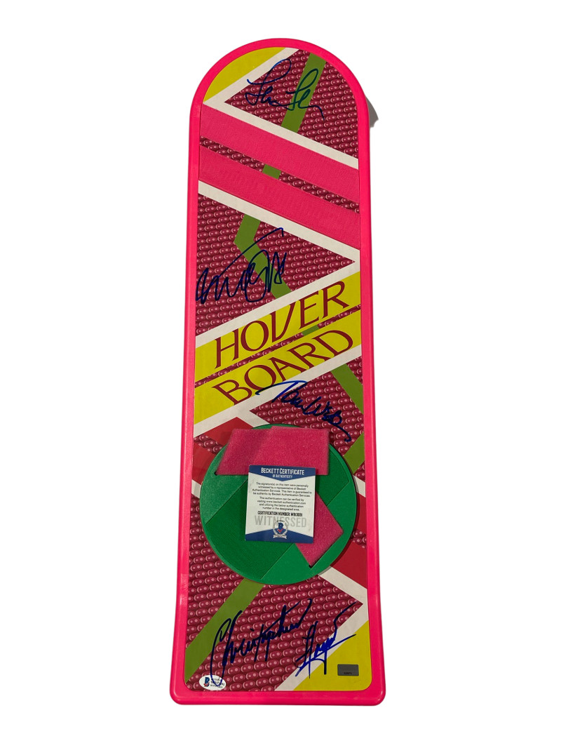 MICHAEL J FOX CAST SIGNED BACK TO THE FUTURE HOVERBOARD AUTOGRAPH BECKETT COA 29