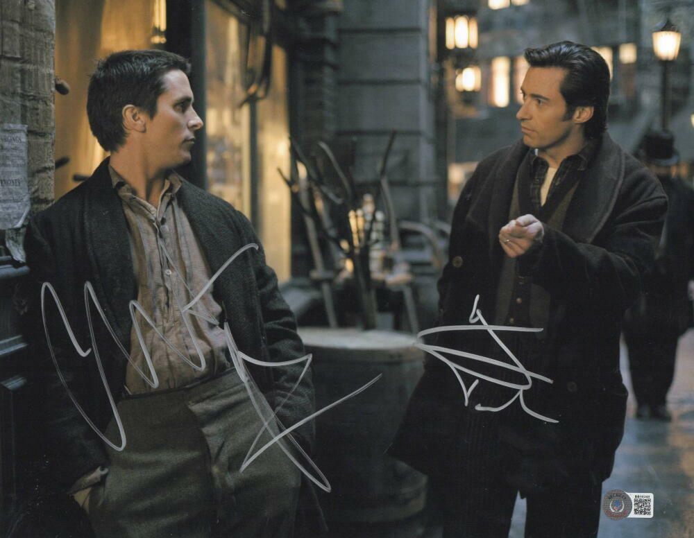 HUGH JACKMAN CHRISTIAN BALE THE PRESTIGE SIGNED 11X14 PHOTO AUTOGRAPH BECKETT A