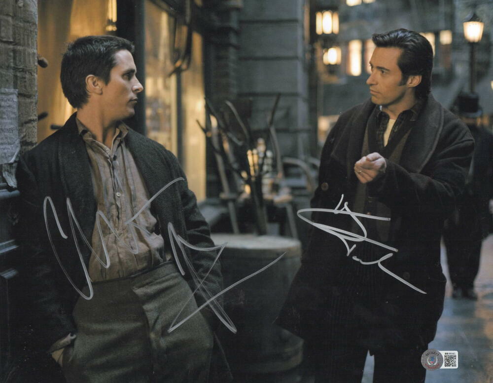 HUGH JACKMAN CHRISTIAN BALE THE PRESTIGE SIGNED 11X14 PHOTO AUTOGRAPH BECKETT E