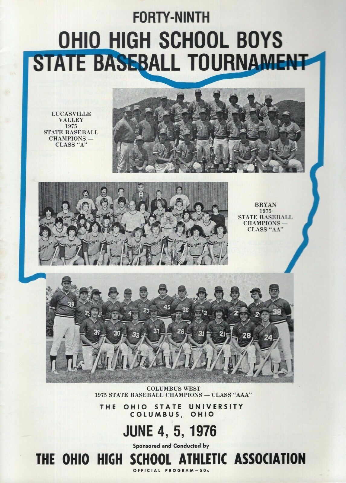 1976 OHIO HIGH SCHOOL STATE BASEBALL TOURNAMENT PROGRAM VINTAGE+RARE 1976