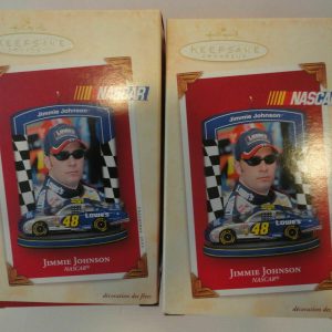 2 JIMMIE JOHNSON HALLMARK ORNAMENTS FROM 2003 LOT OF 2 BOTH NEW IN BOXES