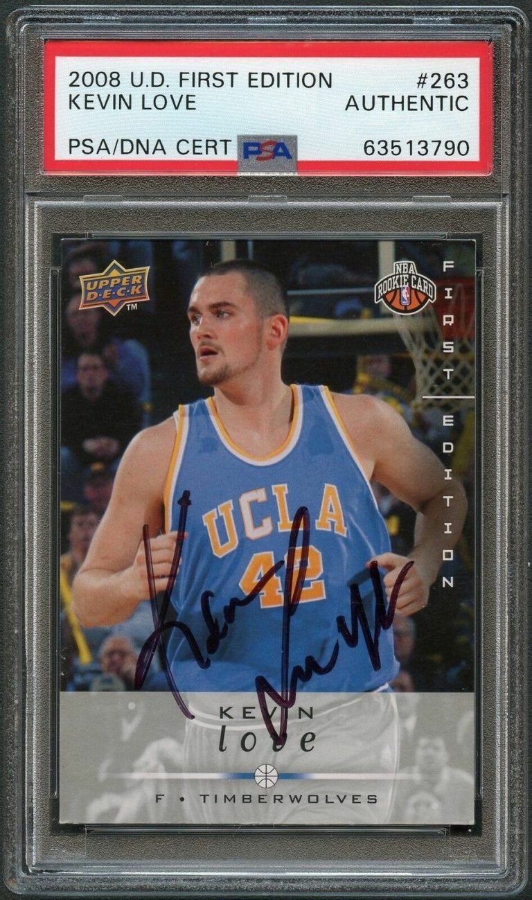 2008 FIRST EDITION BASKETBALL UPPER DECK #263 KEVIN LOVE SIGNED CARD AUTO PSA SL COLLECTIBLE MEMORABILIA
