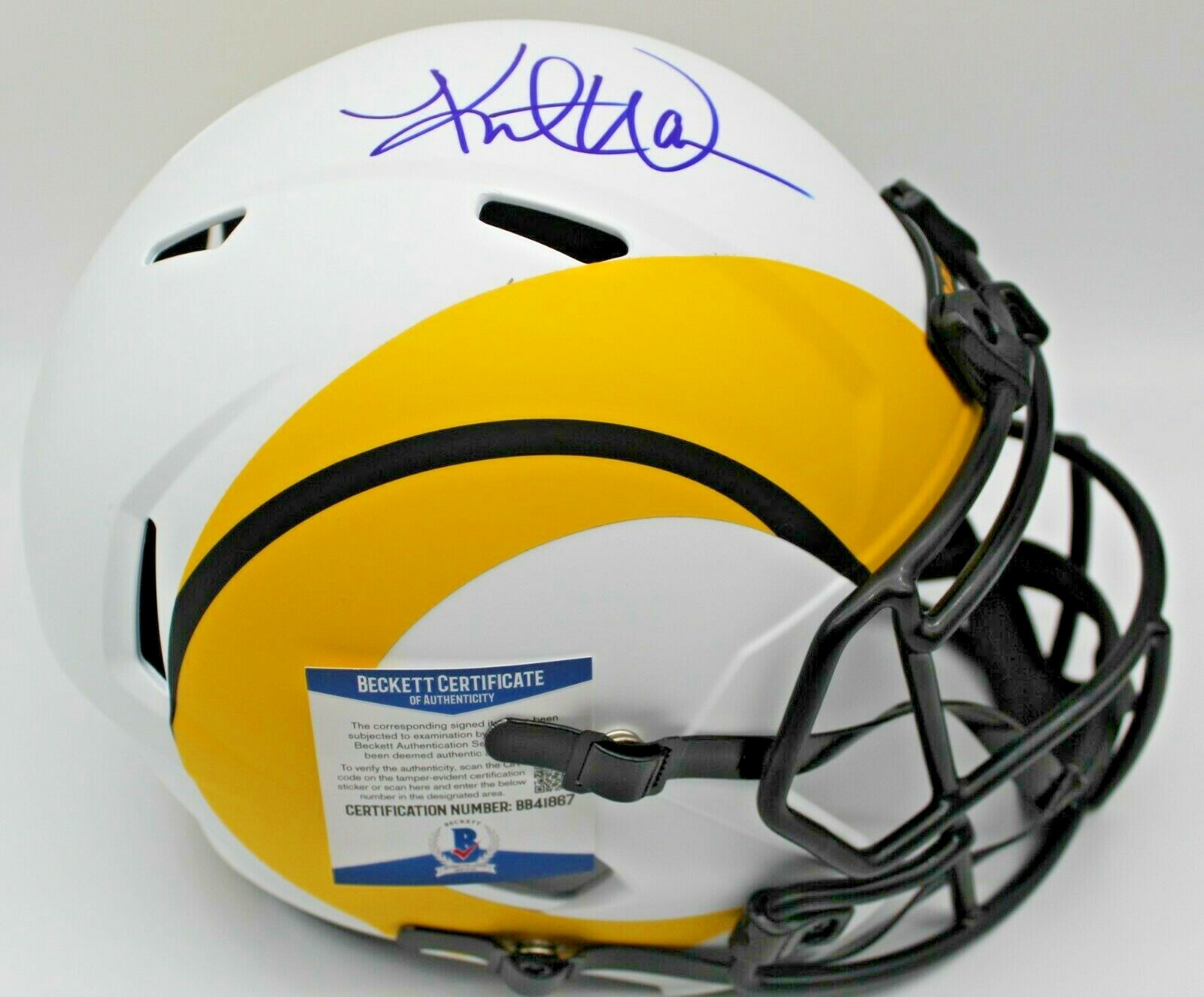 Kurt Warner Signed St. Louis Rams Lunar Full Size Helmet w/Beckett BB41867