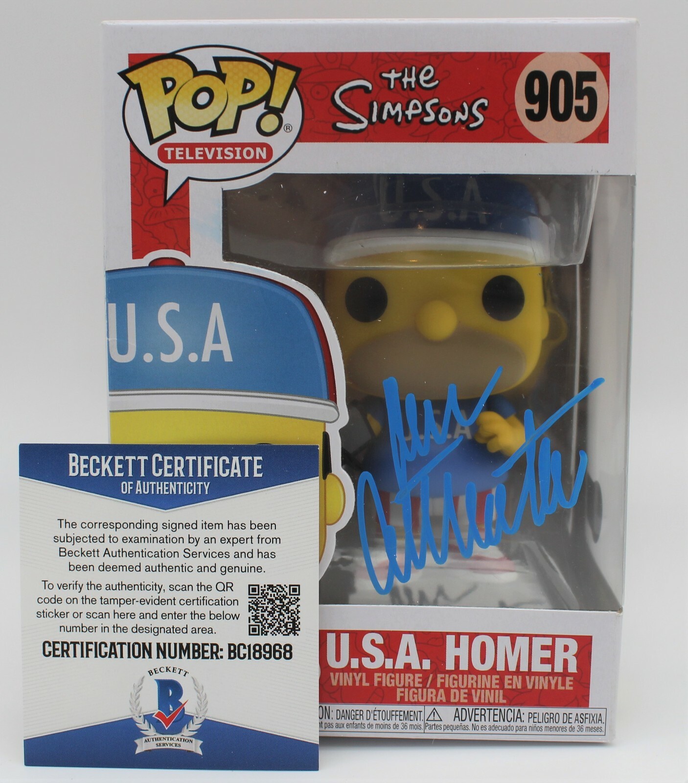Dan Castellaneta Signed Simpsons Homer Funko Pop #905 w/Beckett COA BC18968