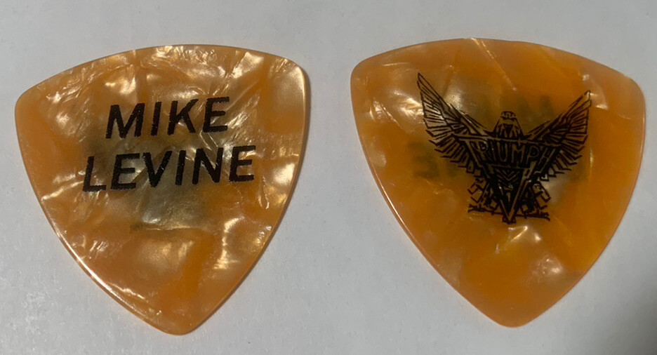 TRIUMPH MIKE LEVINE LARGE ORANGE PEARL PEARLOID ROCK CONCERT BASS GUITAR PICK #4 COLLECTIBLE MEMORABILIA