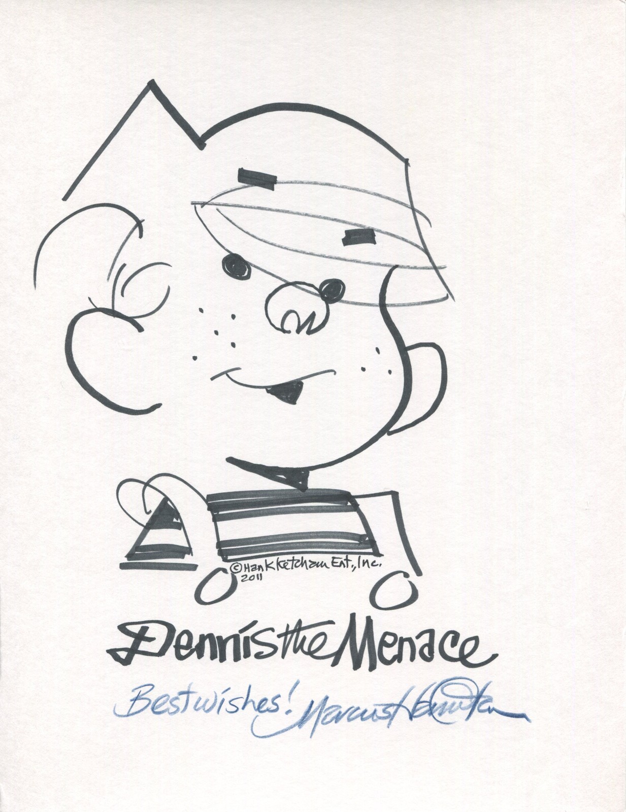 LOT OF 4 HAND SIGNED ORIGINAL DENNIS THE MENACE DRAWINGS RON FERDINAND+HAMILTON