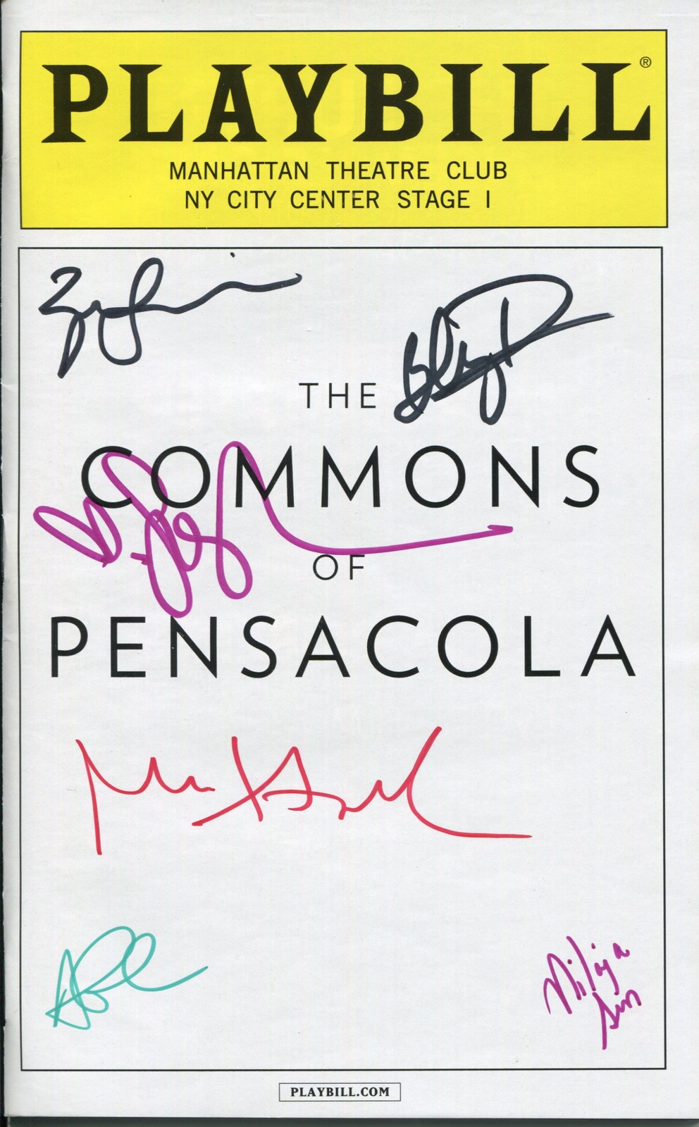 COMMONS OF PENSACOLA SIGNED NYC PLAYBILL+COA SARAH JESSICA PARKER+BLYTHE DANNER
