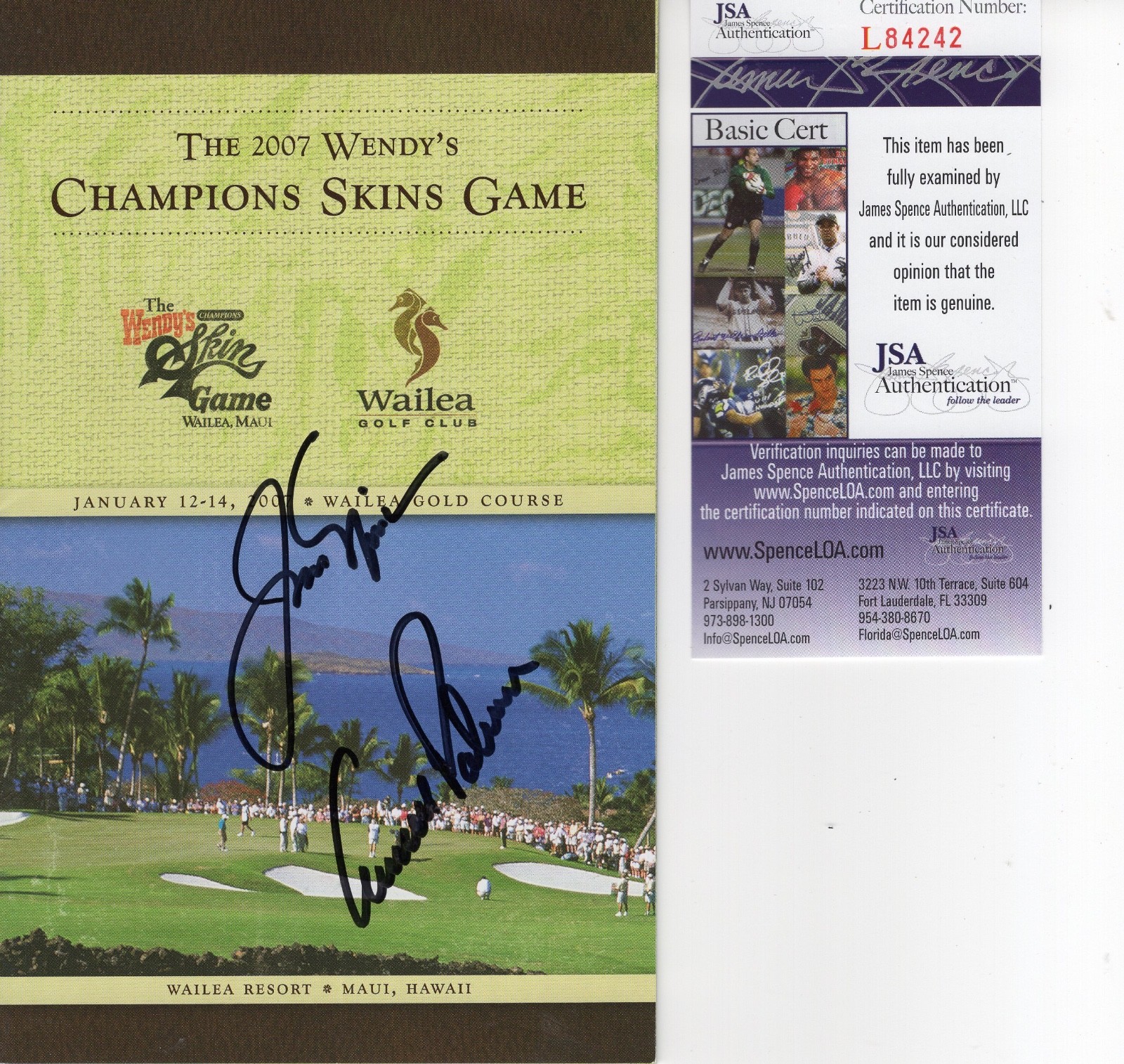 ARNOLD PALMER+JACK NICKLAUS HAND SIGNED SKINS GAME GOLF PROGRAM RARE JSA