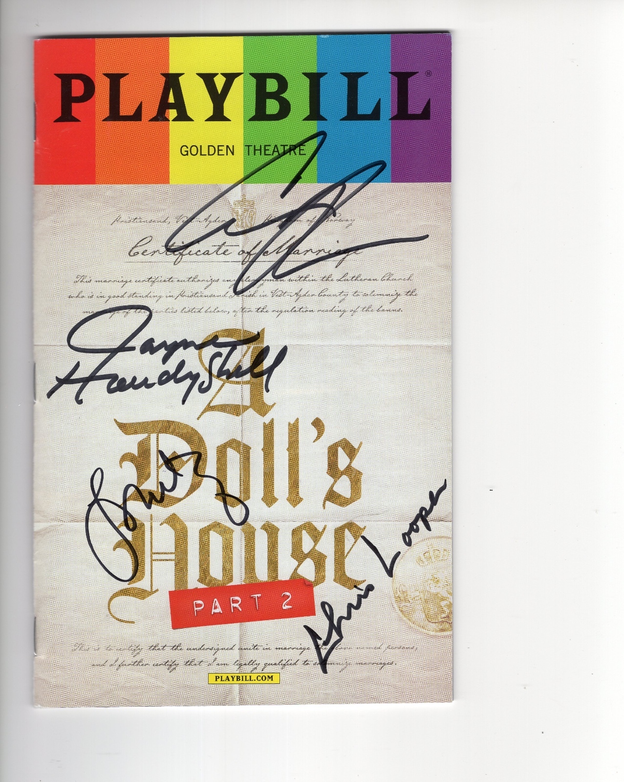A DOLL’S HOUSE PART 2 HAND SIGNED NY CITY PLAYBILL+COA SIGNED BY CAST COLLECTIBLE MEMORABILIA