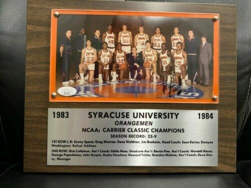 PEARL WASHINGTON HAND SIGNED 1983-84 SYRACUSE TEAM PLAQUE AWESOME+RARE JSA