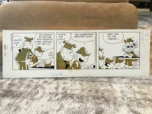 MORT WALKER SIGNED ORIGINAL ART DAILY FROM 1970 SARGE+BEETLE BEETLE BAILEY
