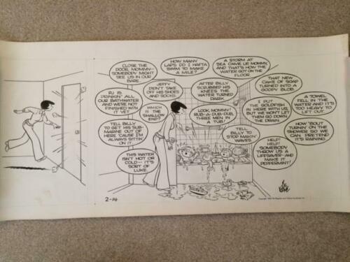 BIL KEANE SIGNED ORIGINAL SUNDAY ARTWORK 1982 VALENTINE'S DAY FAMILY CIRCUS