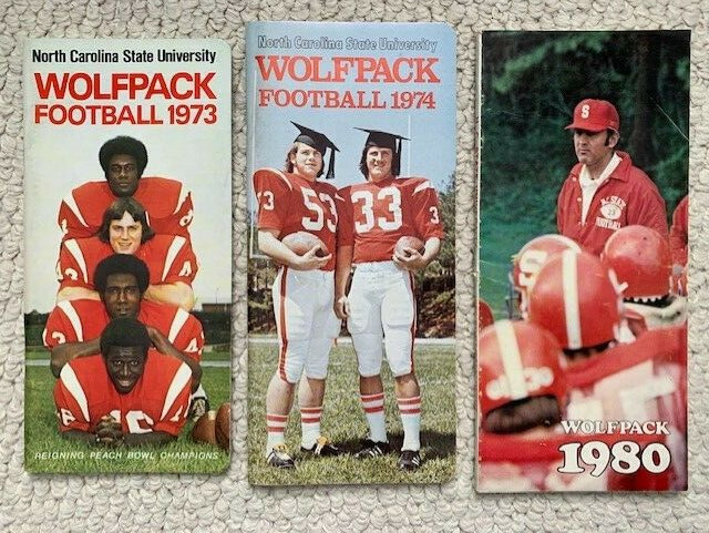 NORTH CAROLINA STATE LOT 3 COLLEGE FB MEDIA GUIDES 73,74,80 GREAT CONDITION COLLECTIBLE MEMORABILIA
