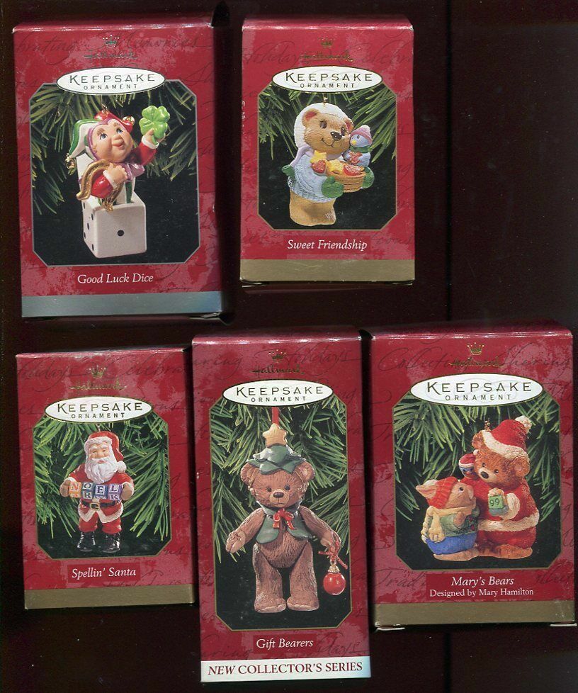 LOT OF 5 HALLMARK ORNAMENTS FROM LATE 90's ALL NEW IN ORIGINAL BOXES AWESOME
