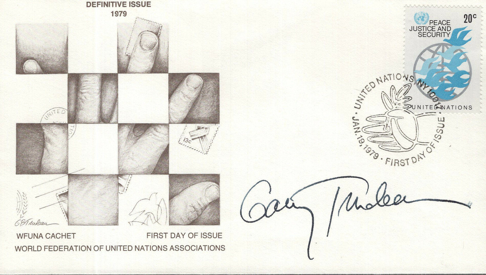 GARRY TRUDEAU HAND SIGNED FIRST DAY COVER+COA GREAT CARTOONIST DOONESBURY