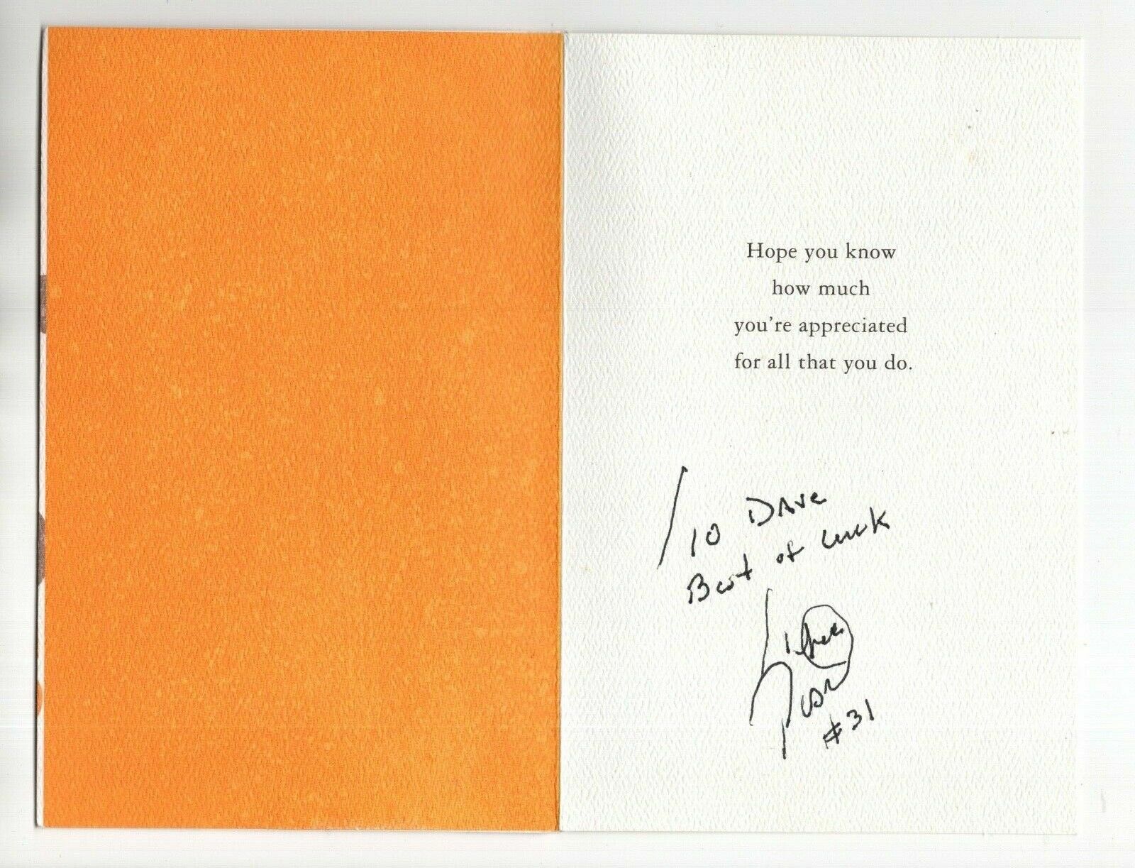 PEARL WASHINGTON HAND SIGNED THANK YOU CARD+COA SYRACUSE BASKETBALL LEGEND