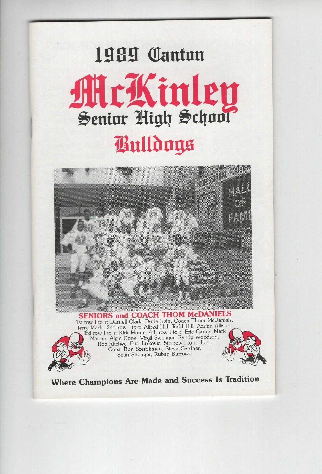 1989 CANTON MCKINLEY OHIO HIGH SCHOOL FB MEDIA GUIDE RARE AMAZING CONDITION COLLECTIBLE MEMORABILIA