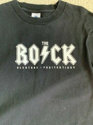 THE ROCK ALCATRAZ PRISON T-SHIRT VINTAGE AC/DC STYLE SCRIPT SIZE XL