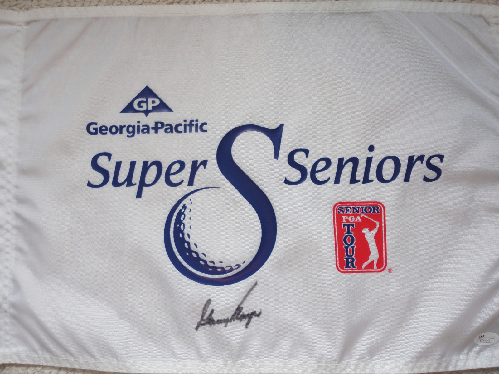GARY PLAYER HAND SIGNED SUPER SENIORS PGA GOLF FLAG AWESOME+RARE JSA