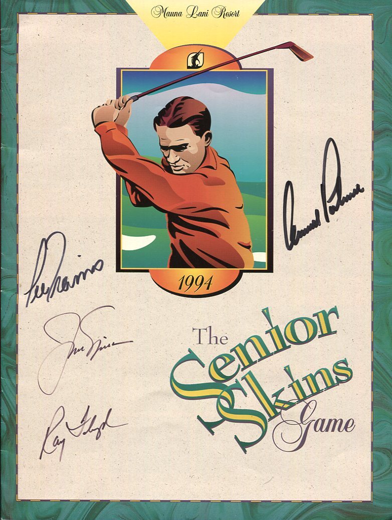 ARNOLD PALMER+JACK NICKLAUS+LEE TREVINO+RAY FLOYD HAND SIGNED GOLF PROGRAM JSA