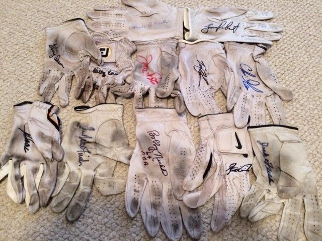 LOT OF 24 HAND SIGNED USED GOLF GLOVES+10 BONUS GLOVES 34 TOTAL LANGER+LEHMAN
