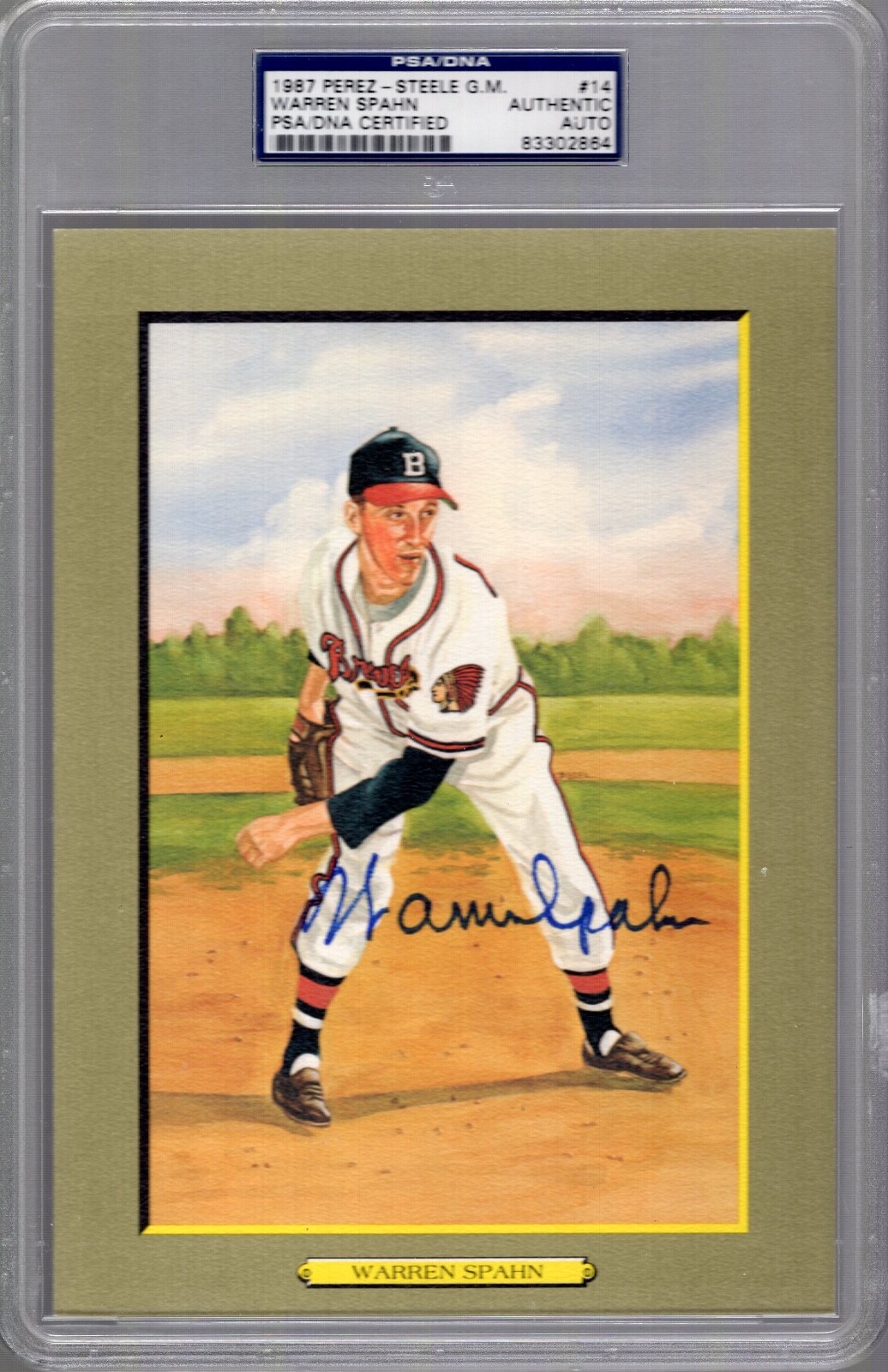 WARREN SPAHN SIGNED HALL OF FAME GREATEST MOMENTS CARD BRAVES PSA SLABBED
