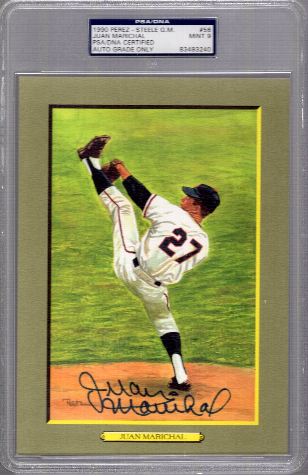 JUAN MARICHAL SIGNED HALL OF FAME GREATEST MOMENTS CARD MINT 9 PSA SLABBED