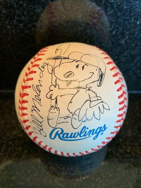 ZIGGY+MARMADUKE+2 SNOOPY SIGNED DRAWINGS ON ONE BASEBALL RARE JSA LETTER COLLECTIBLE MEMORABILIA