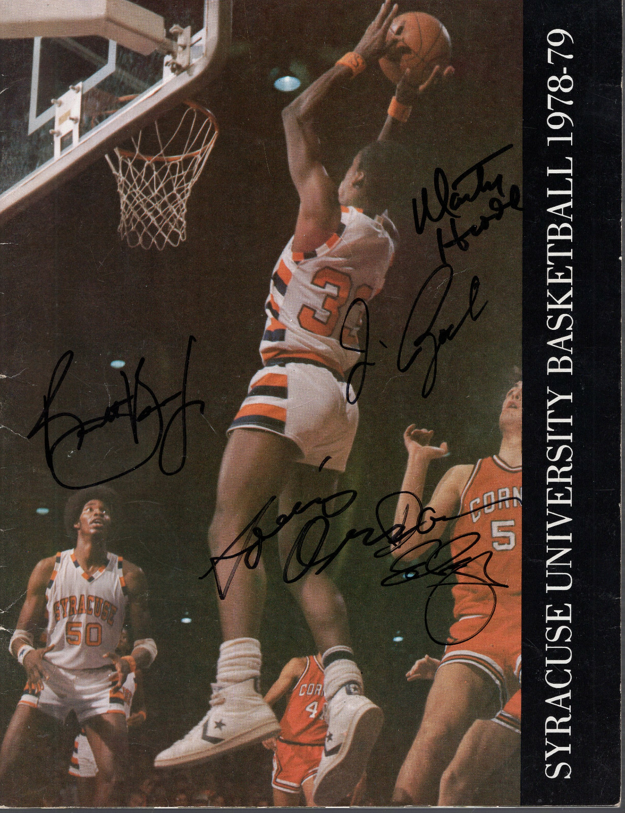 JIM BOEHEIM+BOUIE+ORR+SCHAYES+1 SIGNED 1978 SYRACUSE BK YEARBOOK AWESOME JSA