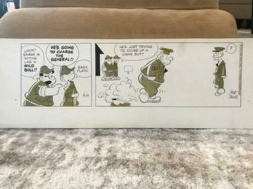 MORT WALKER SIGNED ORIGINAL ART DAILY 1966 BEETLE+SARGE+GENERAL BEETLE BAILEY