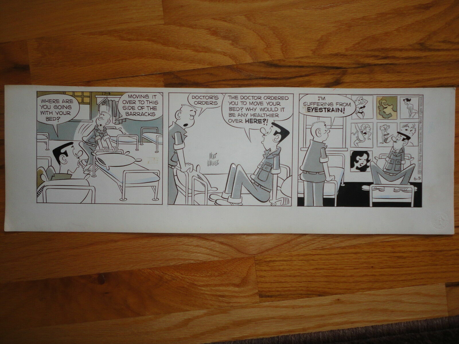 MORT WALKER SIGNED ORIGINAL ART DAILY FROM 1956 BEETLE+SARGE VINTAGE+RARE