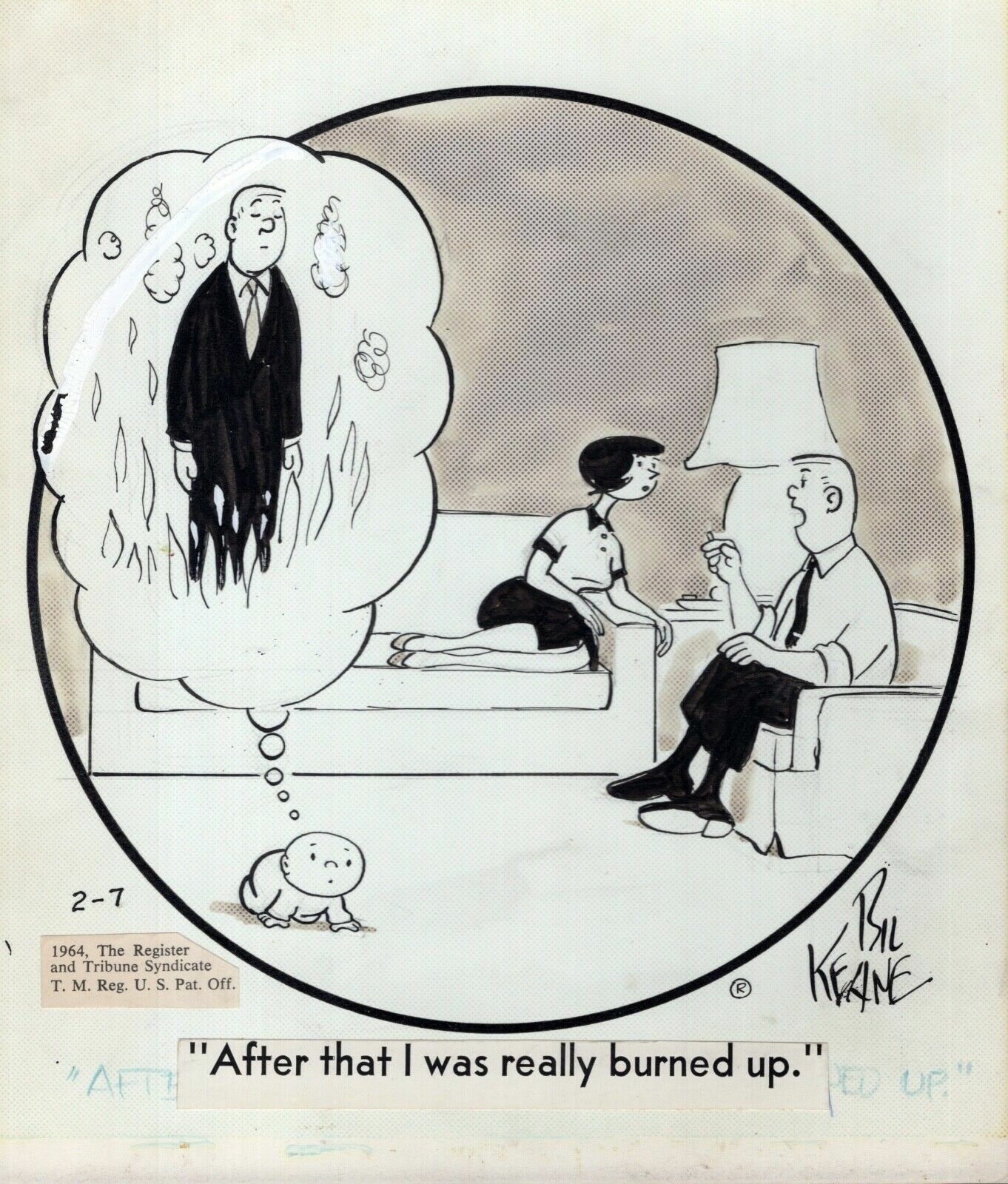 BIL KEANE SIGNED ORIGINAL ART DAILY 1964 VINTAGE+VERY RARE FAMILY CIRCUS COLLECTIBLE MEMORABILIA