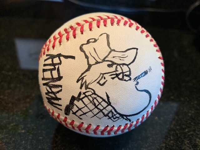 JEFF MACNELLY+DICK LOCHER ORIGINAL ART SELFIES ON BASEBALL+COA DICK TRACY+SHOE