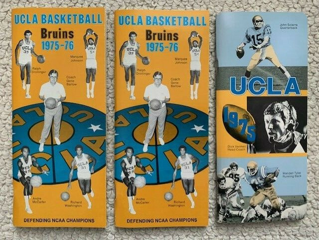 UCLA LOT OF 3 VINTAGE MEDIA GUIDES 1975 FB+BK VERMEIL+MARQUES JOHNSON MINT