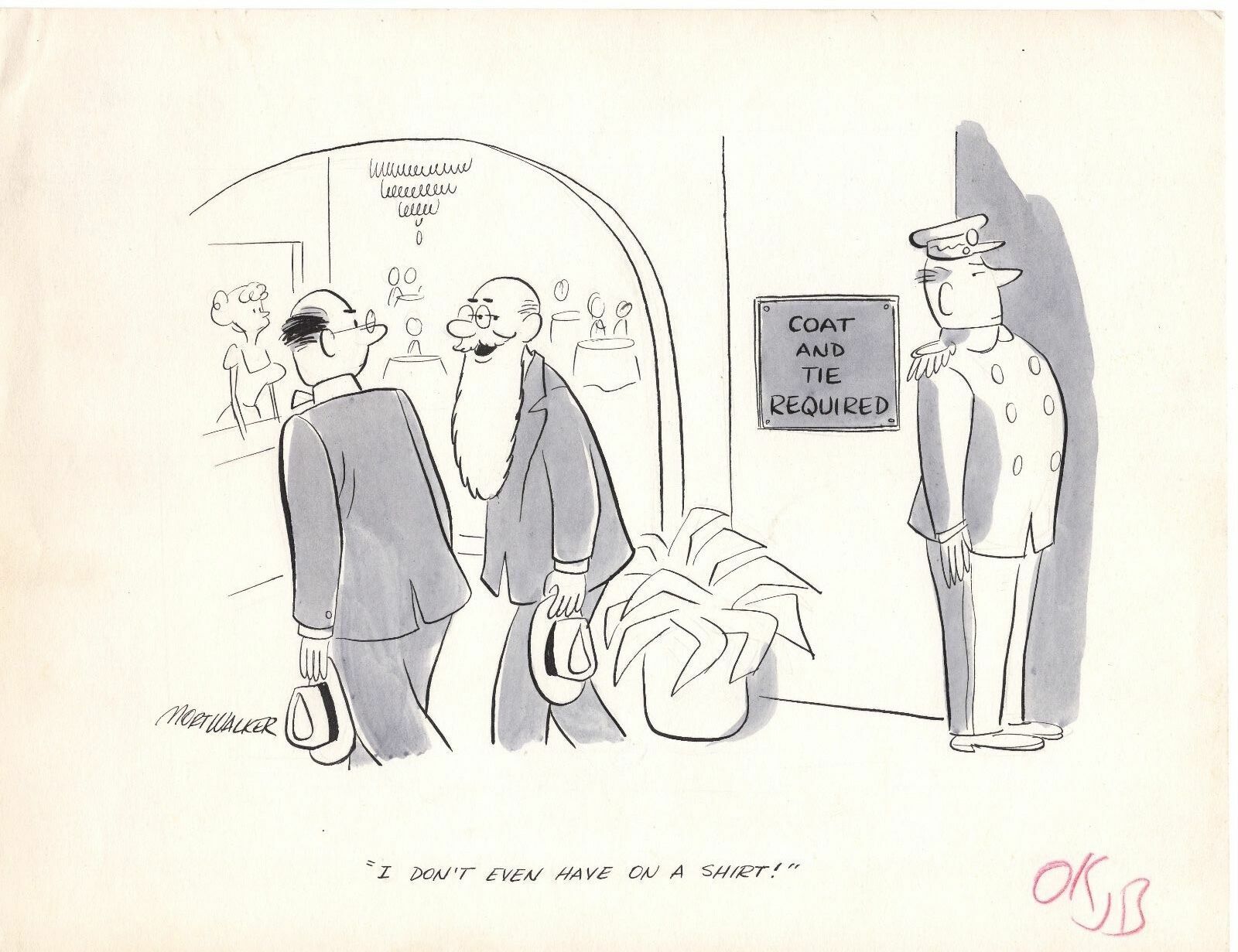 MORT WALKER VINTAGE SIGNED ORIGINAL DRAWING FOR SAT EVENING POST 1940's+COA