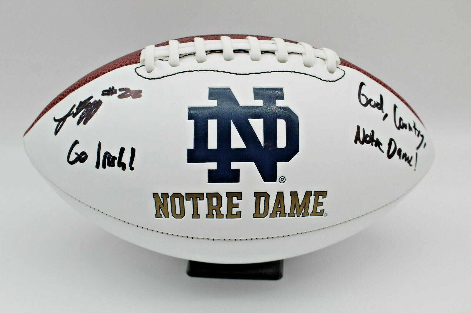 Logan Diggs Signed Notre Dame Fighting Irish Logo Football w/JSA COA Witness
