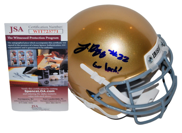 LOGAN DIGGS signed (NOTRE DAME FIGHTING IRISH) mini football helmet JSA Go Irish