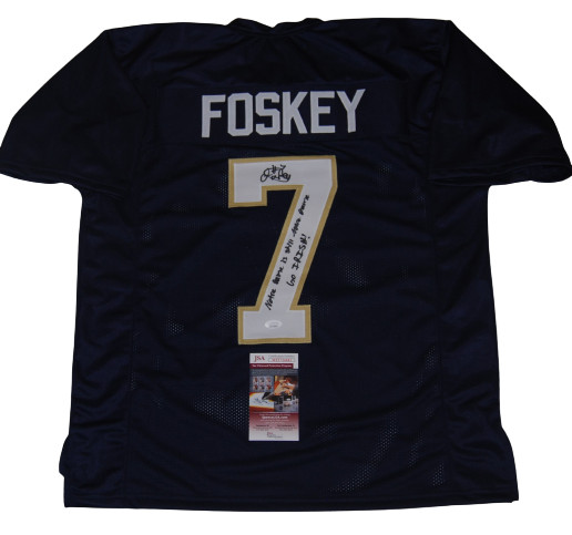ISAIAH FOSKEY signed (NOTRE DAME FIGHTING IRISH) Blue jersey JSA ND Is Still ND