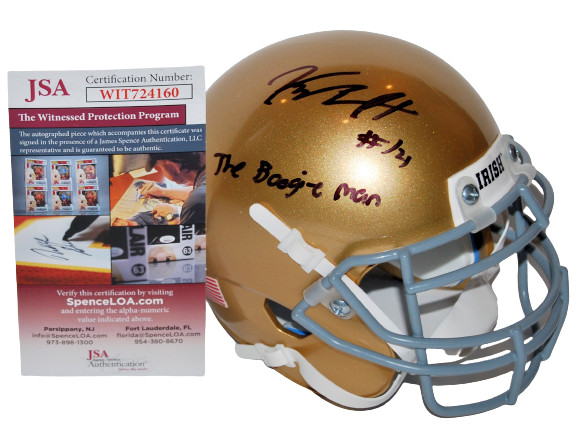 KYLE HAMILTON signed (NOTRE DAME FIGHTING IRISH) Boogie Man mini helmet JSA